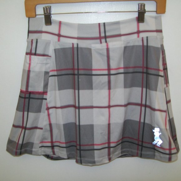 Running Skirts Womens Plaid SKORT Stretch Skirt & Briefs Athleisure 4-6 Gray Wht - Picture 3 of 7